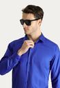  SAKS MAVİ  Uzun Kol Slim Fit Dar Kesim Non Iron Saten Pamuklu Gömlek