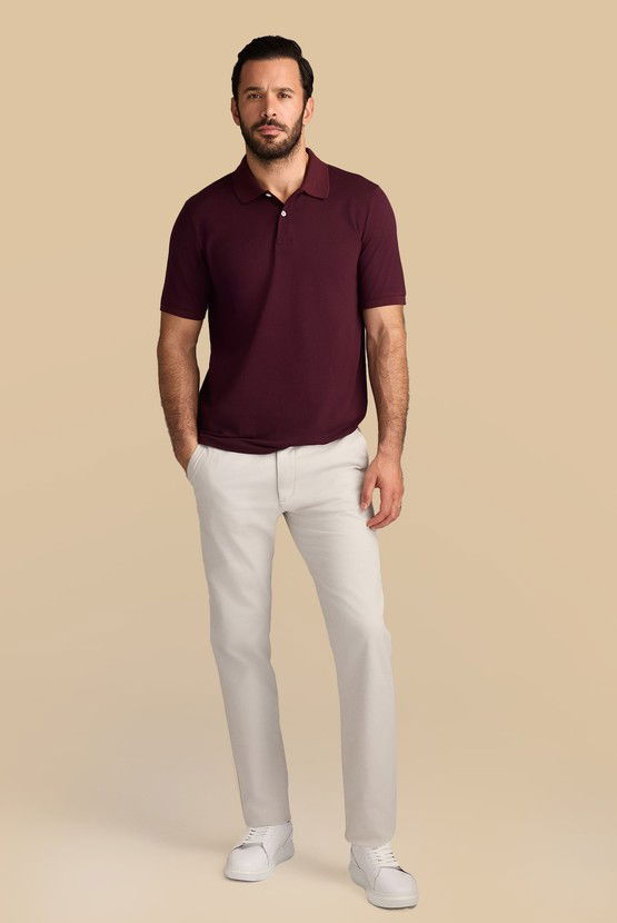 Erkek Giyim - Polo Yaka Regular Fit Nakışlı Pamuk Tişört